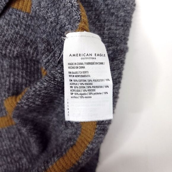 American Eagle Jegging Fit Crew Neck Sweatshirt Womens Large Striped Yellow Gray - Picture 7 of 8